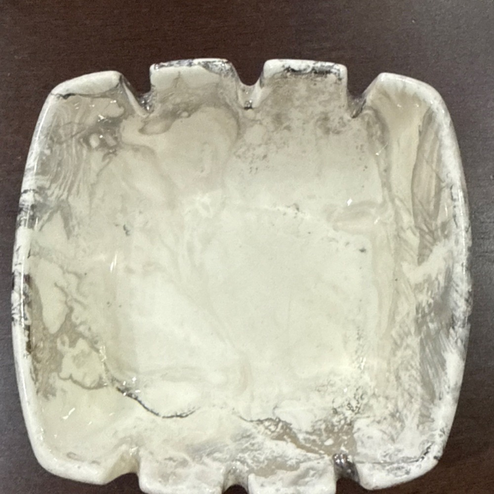 Vintage Santa Anita Ware Mist Ceramic ash tray White Gray Bathroom